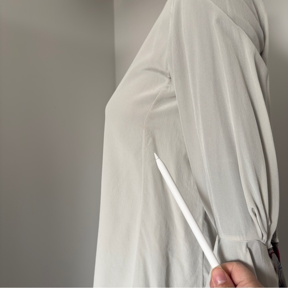 🪽Chloé Silk Blouse with Bell Tie Sleeves - Storm Grey - Size S - Picture 10 of 11